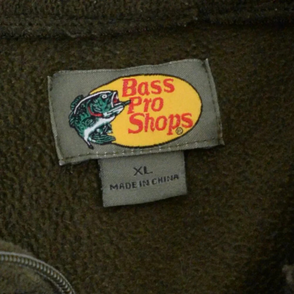 Bass Pro Shop Olive Green Zip Up Fleece Sweater XL - Picture 9 of 9